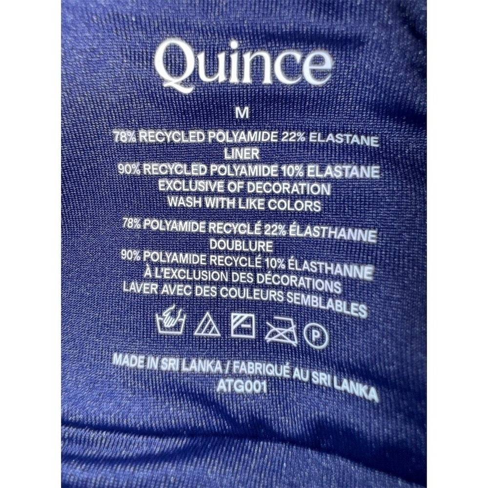 Quince One-Piece Swimsuit Womens Size M Navy Blue V-Neck Ruched Stretch - Picture 5 of 6